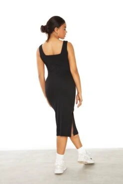 Glamorous Black Square Neck Midi Dress With Side Split 7 Glamorous Black Square Neck Midi Dress With Side Split -Glamorous Shop TM0550 BK 03