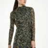 Glamorous Black Multi Floral Mesh Long Sleeved Ruched Mini Dress