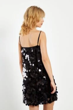 Glamorous Black Statement Sequin Strappy A-Line Mini Dress -Glamorous Shop TM0673 CZ74 02