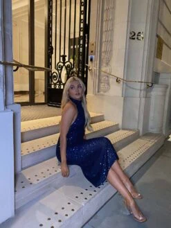 Glamorous Navy Peony Sequin Halter Neck Midi Dress -Glamorous Shop TM0780 DG34 03