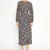 Glamorous Black Multi Rose Long Sleeve Midi Dress