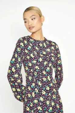 Glamorous Black Multi Rose Long Sleeve Midi Dress 9 Glamorous Black Multi Rose Long Sleeve Midi Dress -Glamorous Shop TM0917 BLACKMULTI 03