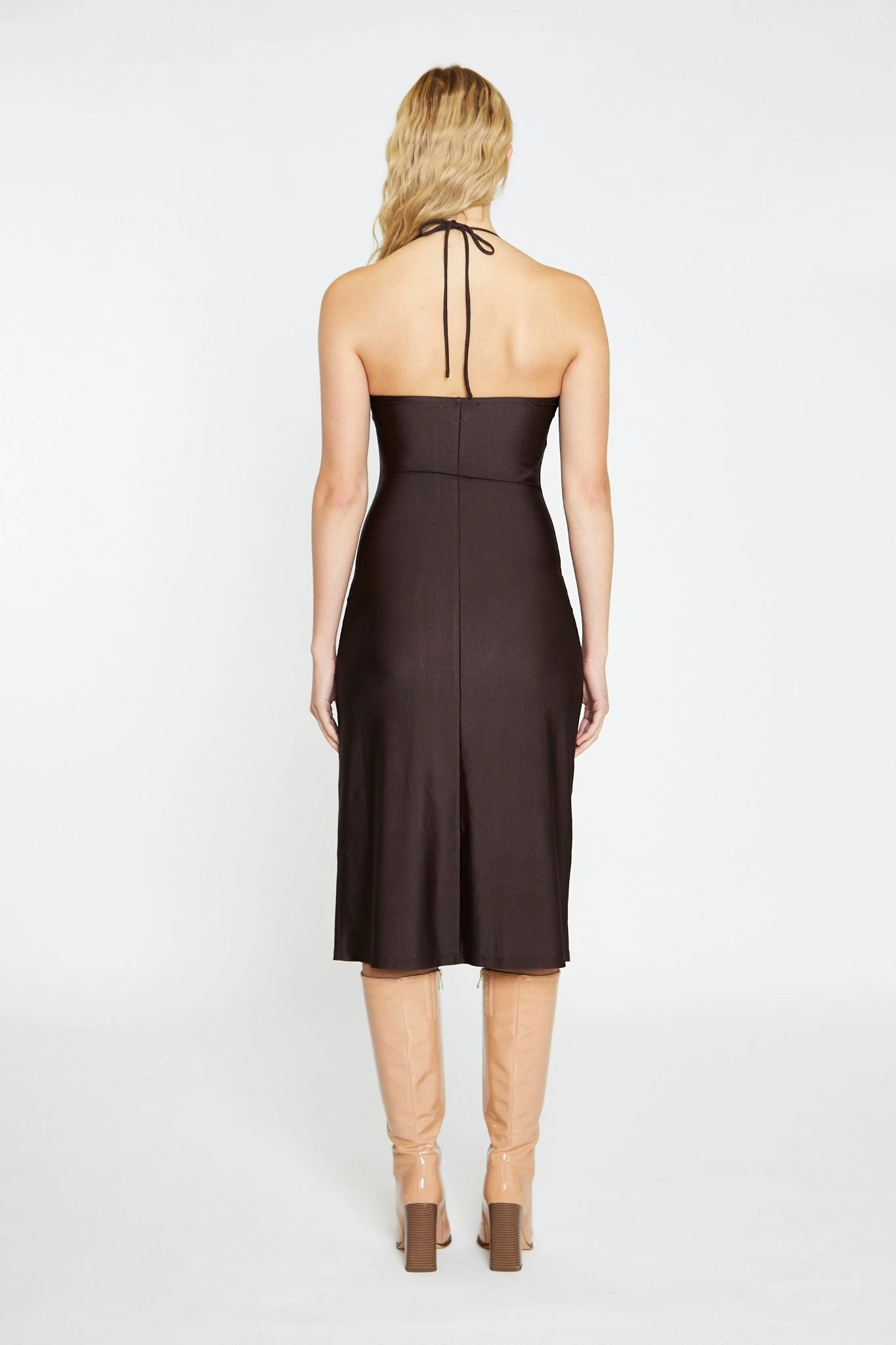 Glamorous Dark Brown Square Halterneck Midi-Dress 4 Glamorous Dark Brown Square Halterneck Midi-Dress - Image 2