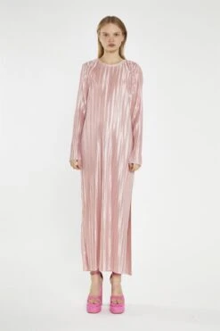 Glamorous Pink-Plisse Maxi-Dress