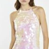 Glamorous Iridescent Large-Sequin Lace-Up Halterneck Mini-Dress -Glamorous Shop a205a94c 2995 43b9 a420 13c229b36671