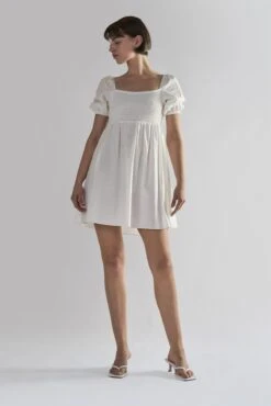 Glamorous Off-White Square-Neck Mini-Dresses