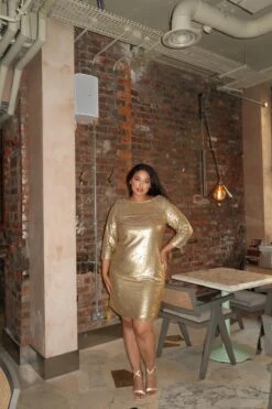 Glamorous Matt - Gold Sequin Dress Midi-Dress