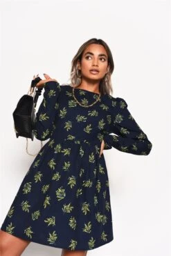 Glamorous Navy-Bouquet Long Sleeve Mini-Dress -Glamorous Shop a4bc9c9d cb32 4ab2 be7b 5a00c0a47079