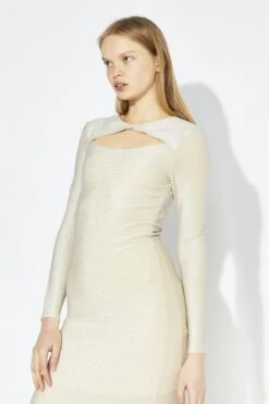 Glamorous Sophia Twist-Front Maxi Dress -Metallic Oyster -Glamorous Shop a58e1bdb 8c00 4170 8a26 8229925833ed