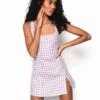 Glamorous Lilac Houndstooth Print Mini Dress -Glamorous Shop a92267f9e5915e84d22aaadf9c96c937