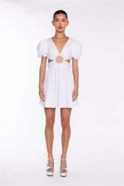 Glamorous White Cut-Out Mini-Dress