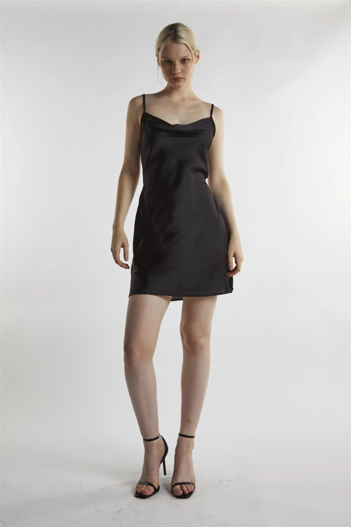 Glamorous Black-Satin Tie-Back Mini-Dress 3 Glamorous Black-Satin Tie-Back Mini-Dress