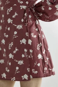 Glamorous Burgundy-Floral Wrap Mini-Dress -Glamorous Shop abaa3543 dd76 45cd b2cd 22273bb7ee2d