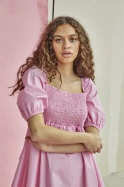 Glamorous Candy-Pink Square-Neck Mini-Dress -Glamorous Shop b14677ae af32 4c24 8df9 702505662a47