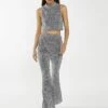 Glamorous Silver-Sequin Plisse High-Neck Crop-Top 2 Glamorous Silver-Sequin Plisse High-Neck Crop-Top -Glamorous Shop b18c4be8 fcee 45e0 9221 f76b0abc5433