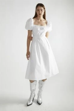 Glamorous White Square-Neck Midi-Dress