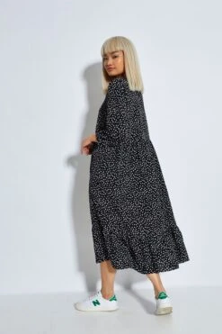 Glamorous Black White Mini Ditsy 3/4 Length Sleeve Midi Dress -Glamorous Shop b4e3ff83a50db3abfc12ae5eb1cab50c