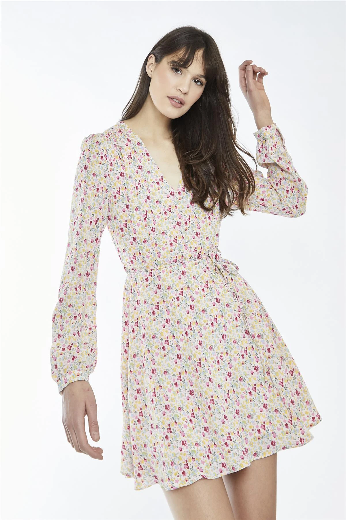 Glamorous Colourful Ditsy V-Neck Mini-Dress 3 Glamorous Colourful Ditsy V-Neck Mini-Dress