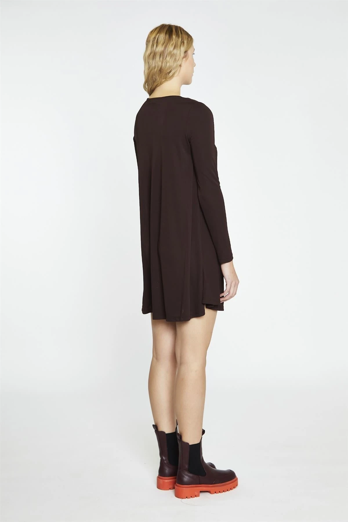 Glamorous Dark-Brown Basic Long-Sleeve Mini-Dress 4 Glamorous Dark-Brown Basic Long-Sleeve Mini-Dress - Image 2