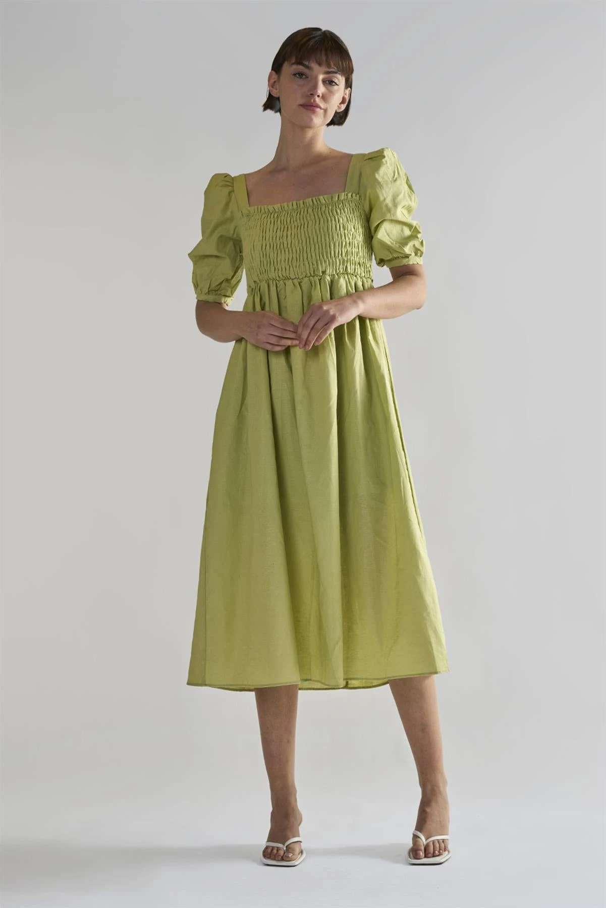 Glamorous Pistachio Square Neck Short Sleeve Midi Dresses 3 Glamorous Pistachio Square Neck Short Sleeve Midi Dresses