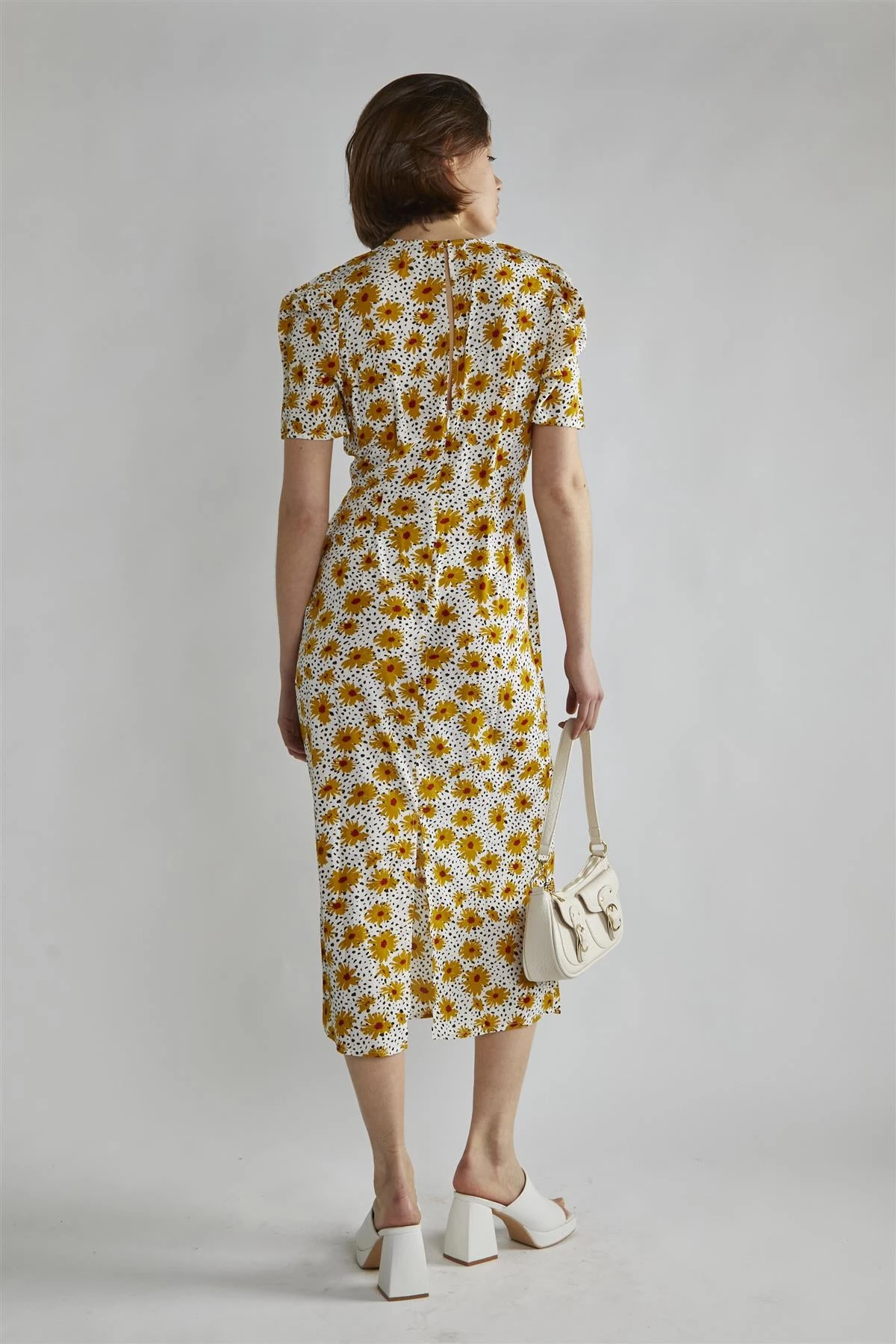 Glamorous Yellow-Floral-Black-Dot Short-Sleeve Midi-Dress 4 Glamorous Yellow-Floral-Black-Dot Short-Sleeve Midi-Dress - Image 2