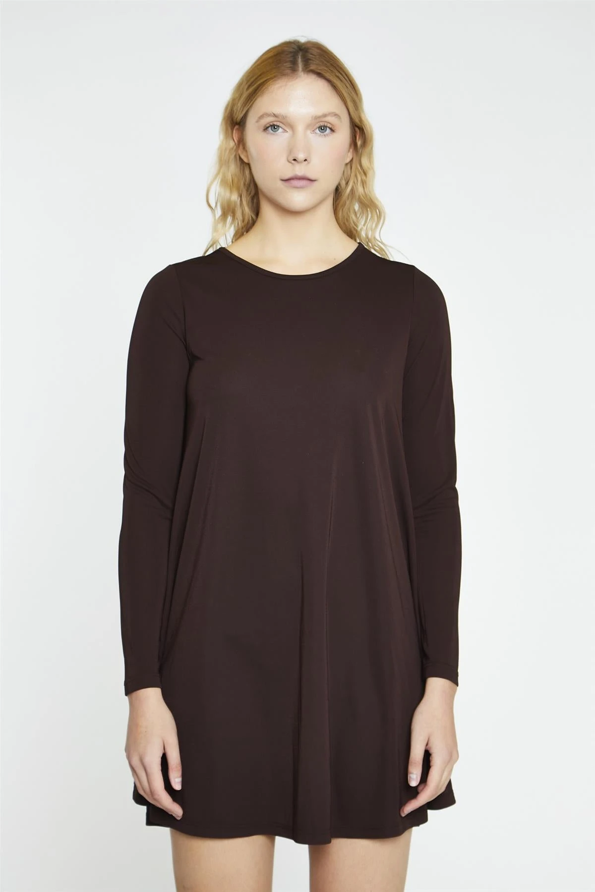 Glamorous Dark-Brown Basic Long-Sleeve Mini-Dress 5 Glamorous Dark-Brown Basic Long-Sleeve Mini-Dress - Image 3