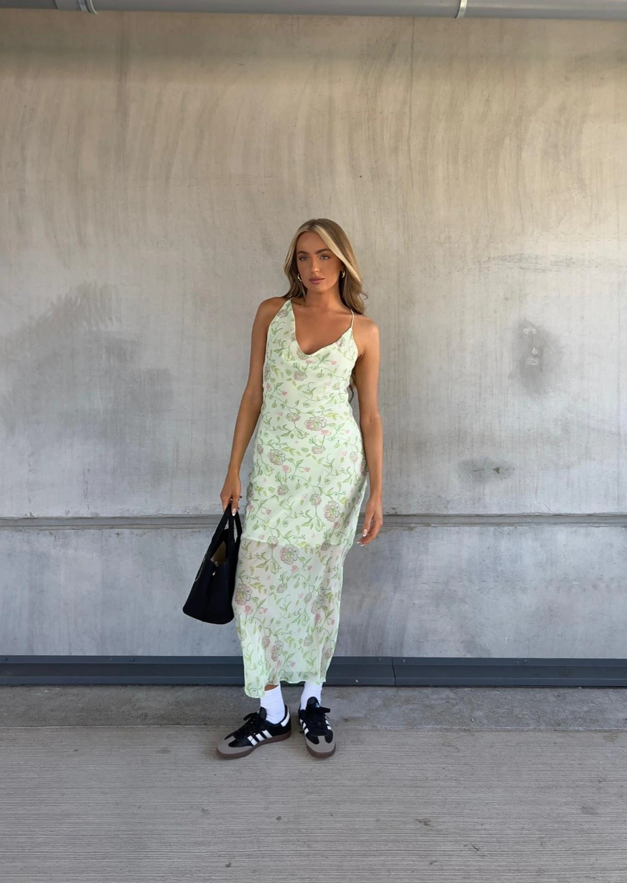 Glamorous Willow Asymmetric Midaxi Dress -Green Watercolour Flower 3 Glamorous Willow Asymmetric Midaxi Dress -Green Watercolour Flower