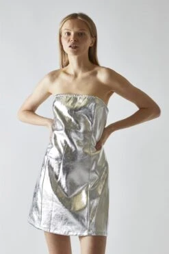 Glamorous Silver-PU Bandeau Mini-Dress -Glamorous Shop bd04df0a a6cf 4ca1 950e 52db1eefeb37