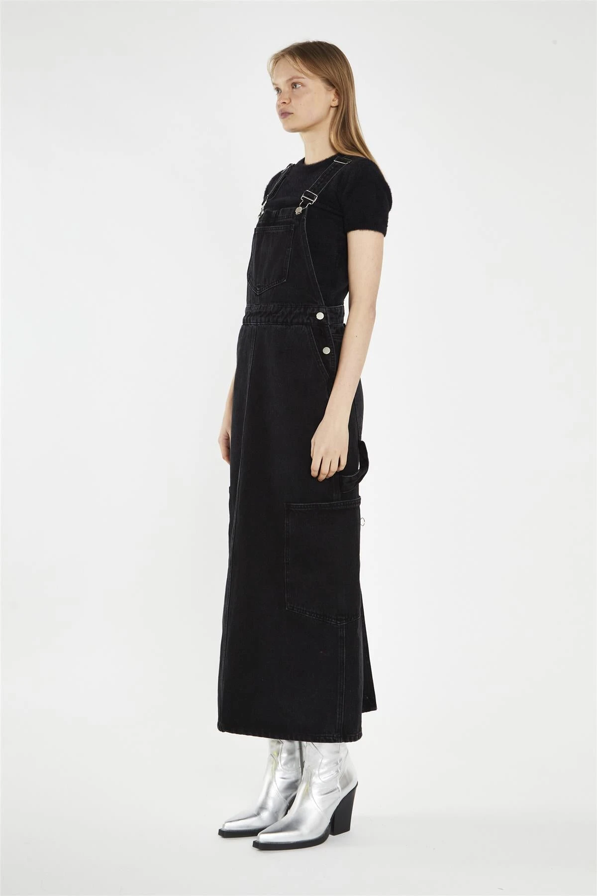 Glamorous Washed-Black Denim Dungaree Midi-Dress 5 Glamorous Washed-Black Denim Dungaree Midi-Dress - Image 3