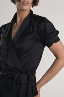 Glamorous Black-Sateen Crossover-Tie Mini-Dress -Glamorous Shop c0136805 de6f 4395 99ef 07cb1abc305d