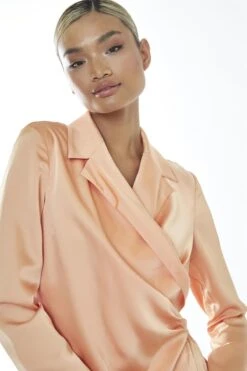Glamorous Peach Wrap Shirt Mini-Dress -Glamorous Shop c393b8da 28b8 40f7 ac08 fa2a4e9180cd