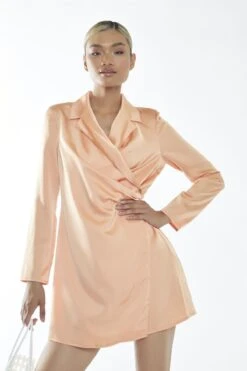 Glamorous Peach Wrap Shirt Mini-Dress -Glamorous Shop c748b0a8 e684 49cb 91a9 27df15223d32