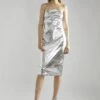Glamorous Silver-PU Strapless Midaxi-Dress