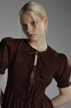 Glamorous Burgundy Short-Puff-Sleeve-Tie-Front Maxi-Dress -Glamorous Shop cd9d22ca 1b4e 40bd 9481 9609c42c054d