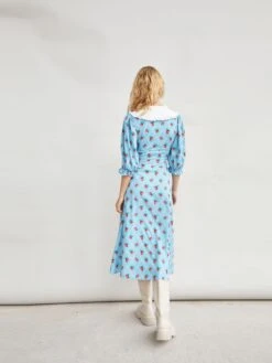 Glamorous Rose Trellis Pattern White Collar Midi Dress -Glamorous Shop cef70445ae38049e65a4f413d4cb199f