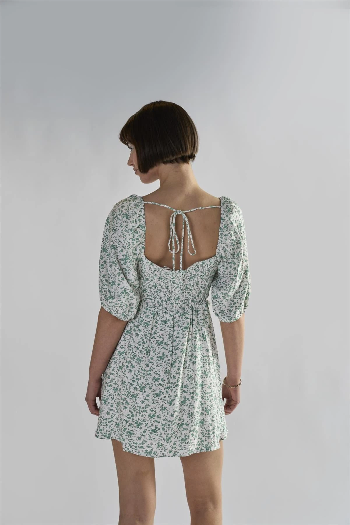 Glamorous Green Ditsy Tie Back Square Neck Mini Dresses 4 Glamorous Green Ditsy Tie Back Square Neck Mini Dresses - Image 2