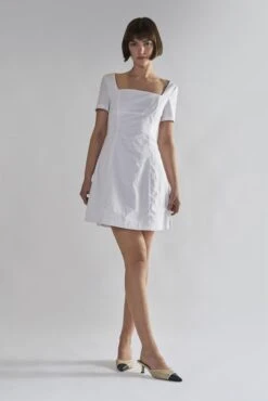 Glamorous White Square-Neck-Mini-Dresses