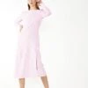 Glamorous White Pink Splodge Side Split Midi Dress