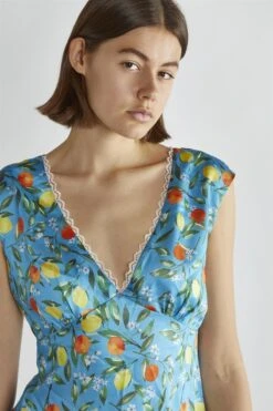 Glamorous Blue Lemon-Print V-Neck Mini-Dress -Glamorous Shop d25ef571 a606 49ad 8304 da02ba72b70e