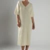 Glamorous Ecru V-Neck-Knitted Midi-Dress