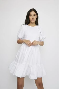 Glamorous White Ruffle Hem Mini-Dress -Glamorous Shop d5db4771 9101 4677 a401 9429a7d3d442