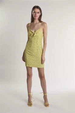 Glamorous Yellow-Multi-Ditsy Sleeveless Mini-Dress