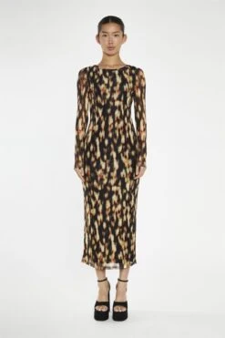 Glamorous Digital Tie-Dye Mesh Bodycon Midi-Dress