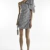 Glamorous Silver Sequin One Shoulder Mini Dress