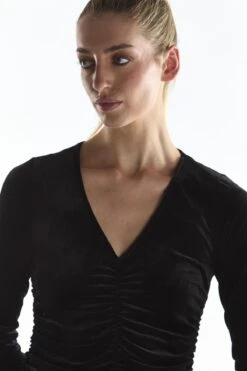 Glamorous Ruched Front Maxi Dress - Black Velvet -Glamorous Shop dd987034 8e48 4809 8bd0 e44985a3b9ad