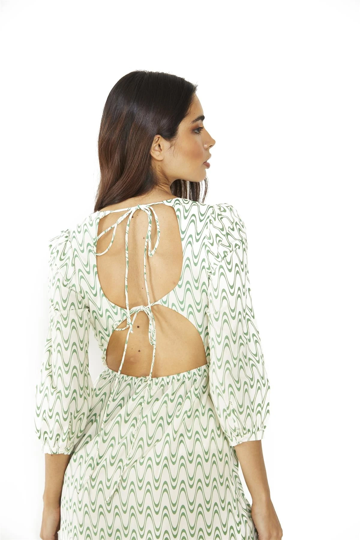 Glamorous Green Retro Wave Tie-Back Midi-Dress 5 Glamorous Green Retro Wave Tie-Back Midi-Dress - Image 3