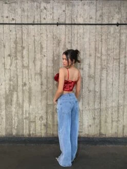 Glamorous Rosa Co-ord Corsage Bust Crop Top - Deep Red -Glamorous Shop e17da55e af6f 4f8b b39b 799a4b786f1f