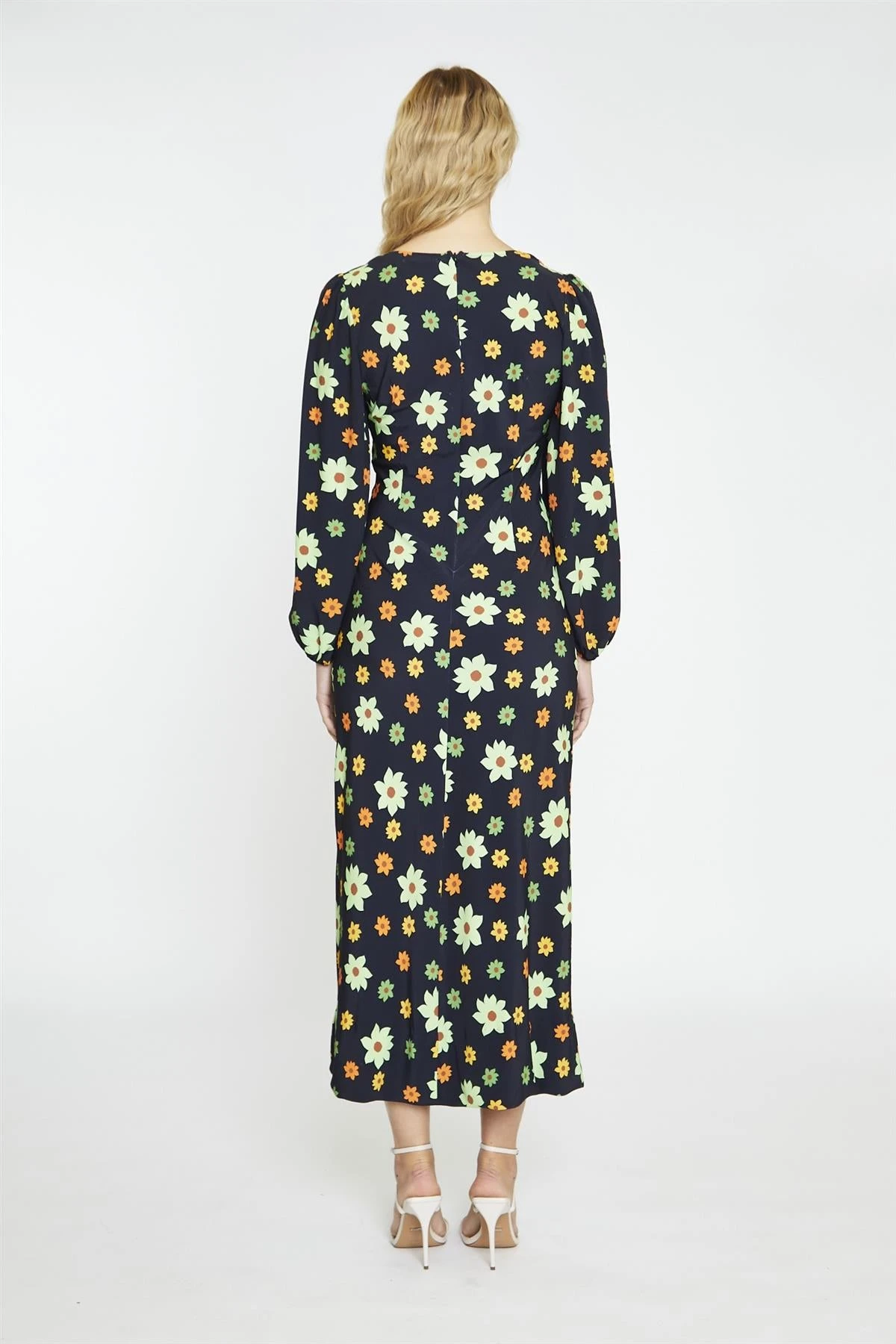 Glamorous Black-Green Flower V-Neck Maxi-Dress 4 Glamorous Black-Green Flower V-Neck Maxi-Dress - Image 2