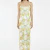 Glamorous Blurred-Flower Mesh Bodycon Maxi-Dress