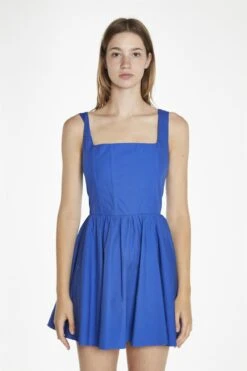 Glamorous Ultramarine-Blue Boned Skater Mini-Dress